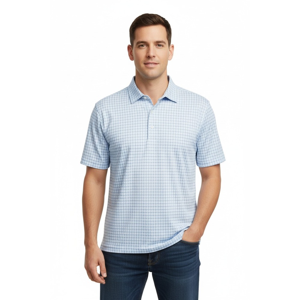 Collars Co Shirt Mens Small White Blue Polo Dress Collar Performance‎ Golf Check